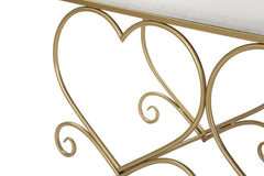 Banquette en métal doré et velours Crème design cœur