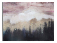 Peinture murale impressionniste cadre en bois Tons Rose et Noir