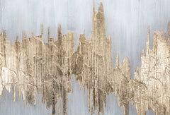Peinture murale abstraite en toile avec cadre en bois Or et Argent