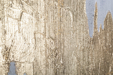 Pintura mural abstracta en lienzo con marco de madera Oro y Plata