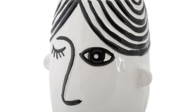Vase visage Porcelaine Blanche et traits noirs