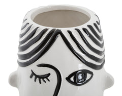 Vase visage Porcelaine Blanche et traits noirs