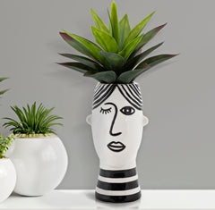 Vase visage Porcelaine Blanche et traits noirs