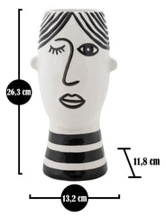 Vase visage Porcelaine Blanche et traits noirs