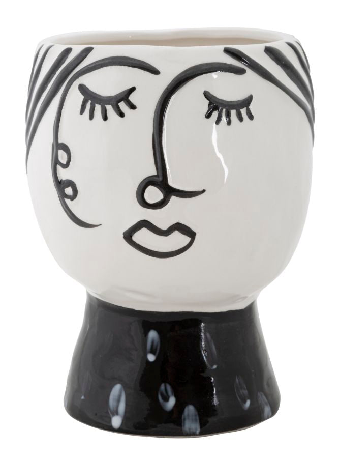 Jarrón cara Porcelana Blanca y base Negra