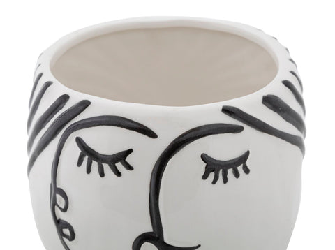 Jarrón cara Porcelana Blanca y base Negra