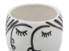 Vase visage Porcelaine Blanche et base Noir