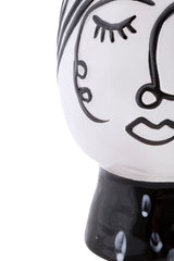 Vase visage Porcelaine Blanche et base Noir