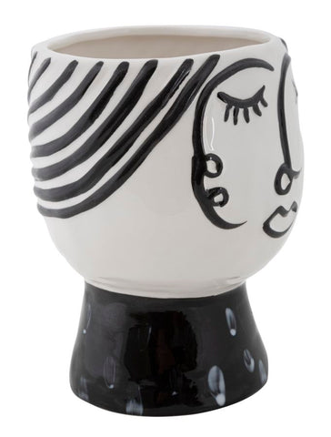 Jarrón cara Porcelana Blanca y base Negra