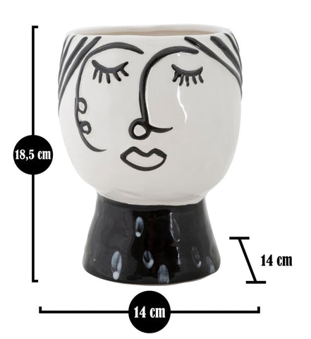 Jarrón cara Porcelana Blanca y base Negra