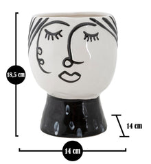 Vase visage Porcelaine Blanche et base Noir