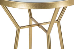 Table de bar ronde métal doré plateau en verre miroir