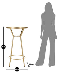 Table de bar ronde métal doré plateau en verre miroir