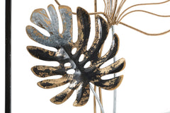 Panneau mural en métal Plam design géométrique et motifs floraux couleurs dorées et noires