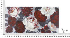 Peinture murale artisanale motif floral cadre bois tones chauds