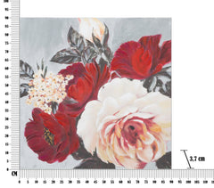 Peinture murale motif floral cadre en bois couleurs chaudes