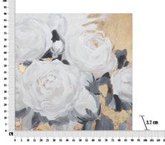 Peinture murale artisanale motif floral pastel avec cadre en bois