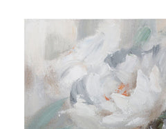 Peinture murale artisanale fleur Crème sur toile cadre en bois
