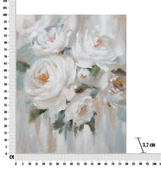 Peinture murale artisanale fleur Crème sur toile cadre en bois