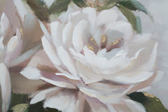 Tableau mural floral fait main cadre en bois tons pastel