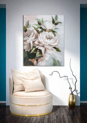 Tableau mural floral fait main cadre en bois tons pastel