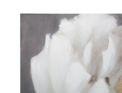 Peinture murale fleurs blanches pastel avec cadre en bois