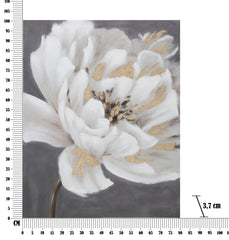 Peinture murale fleurs blanches pastel avec cadre en bois