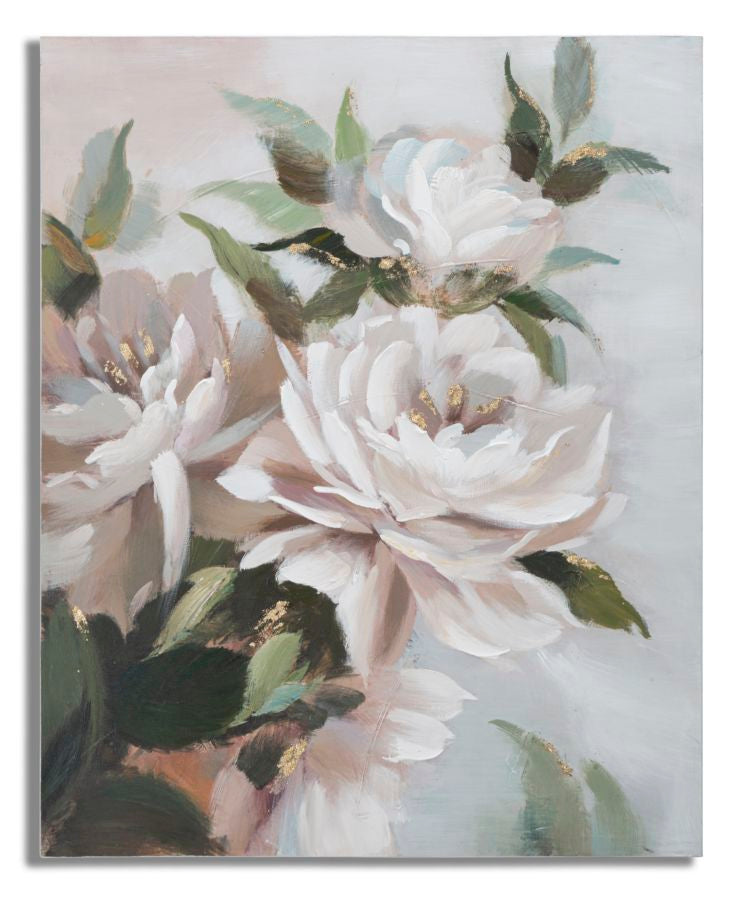Tableau mural floral fait main cadre en bois tons pastel