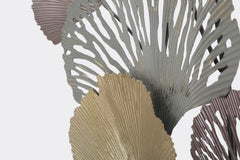 Panneau mural décoratif en métal 3D design feuilles couleur multi-tones