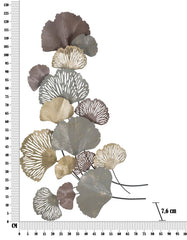 Panneau mural décoratif en métal 3D design feuilles couleur multi-tones