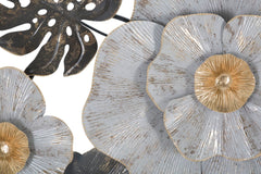 Panneau mural décoratif en métal 3D design Feuilles et Fleurs