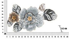 Panneau mural décoratif en métal 3D design feuilles et fleurs Argenté et Doré