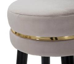 Tabouret de bar Paris Velours Gris pieds Noir finition dorée