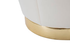 Tabouret / Coffre Paris Velours Crème et Base Dorée
