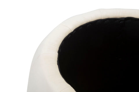 Taburete / Puf París de Terciopelo Crema y Base Dorada