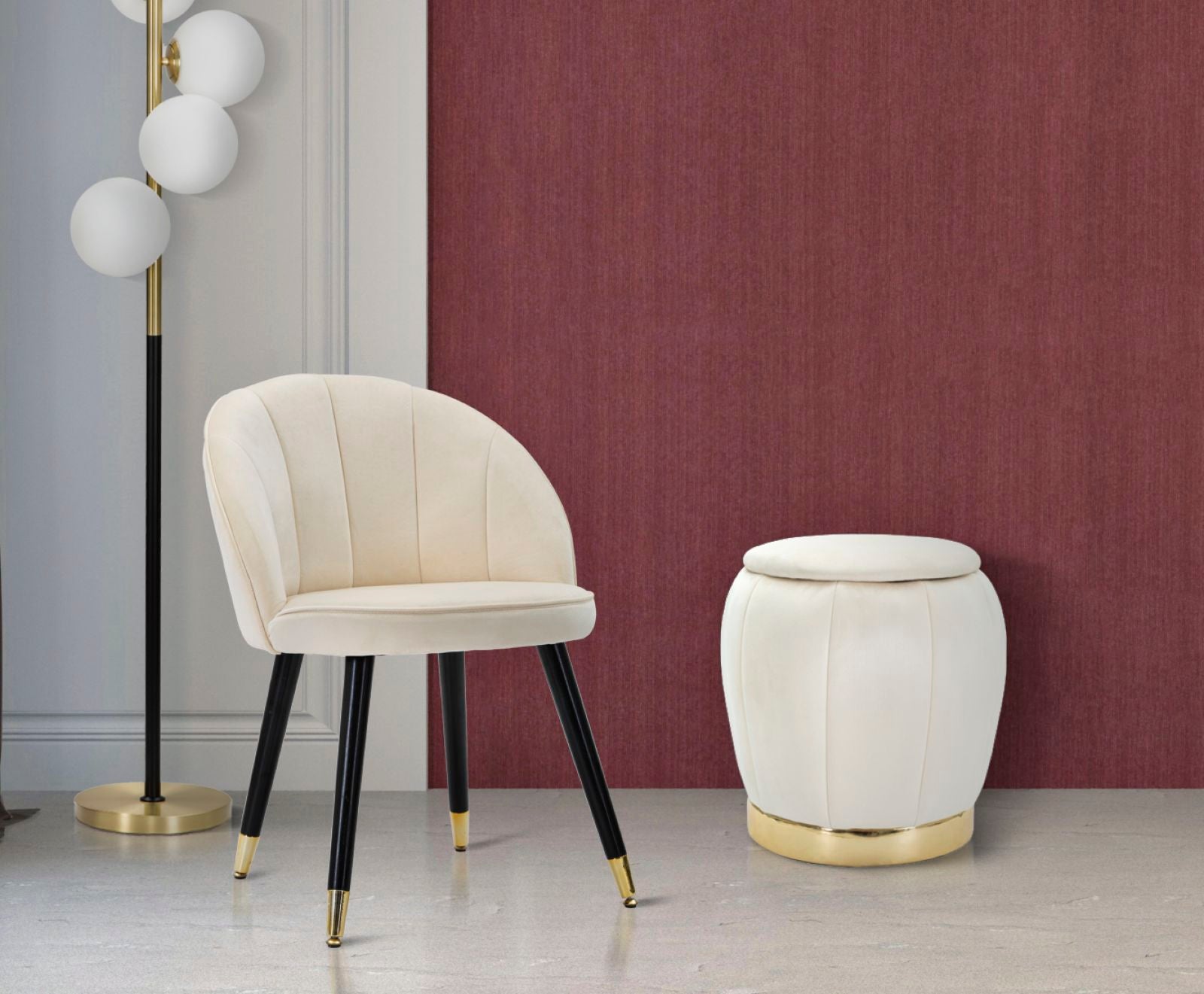 STOOL/STORAGE PARIS CREMA/GOLD CM Ø 43X43