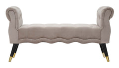 Banc Paris Velours Gris pieds dorés