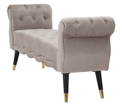 Banc Paris Velours Gris pieds dorés