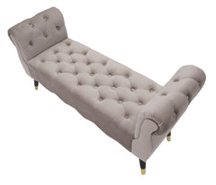 Banc Paris Velours Gris pieds dorés