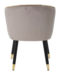Fauteuil rembourré Paris Tissu gris pieds bois noirs avec détails dorés