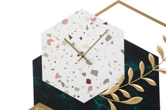 Horloge murale hexagonale marbre et design géométrique