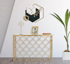 Horloge murale hexagonale marbre et design géométrique