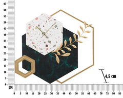 Horloge murale hexagonale marbre et design géométrique