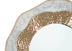Miroir mural cadre en métal doré et clair
