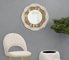 Miroir mural cadre en métal doré et clair