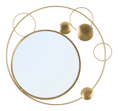 Miroir mural rond cadre métal doré