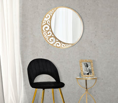 Miroir mural rond Luna Métal Doré