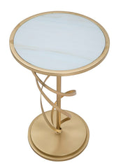 Table basse ronde Spiraale marbre pieds métal doré