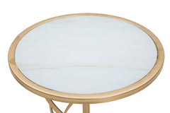 Table basse ronde Spiraale marbre pieds métal doré