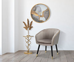 Table basse ronde Spiraale marbre pieds métal doré